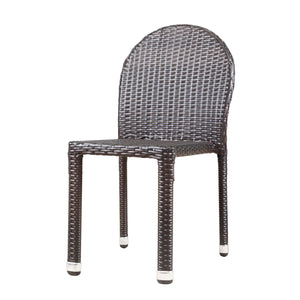 English Elm Christopher Knight Home® - AURORA Armless Wicker Dining Chair Set - Brown Multi PE Rattan on Aluminum, Stackable Weather-Resistant Pair N776P605572M