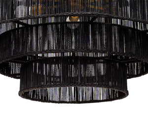 Sunpan Alyssa Chandelier - Handcrafted Artisan Lighting with Unique Design for Elegant Home Décor Appeal Antique Brass, Black Jute