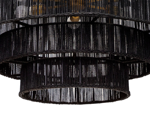 Sunpan Alyssa Chandelier - Handcrafted Artisan Lighting with Unique Design for Elegant Home Décor Appeal Antique Brass, Black Jute