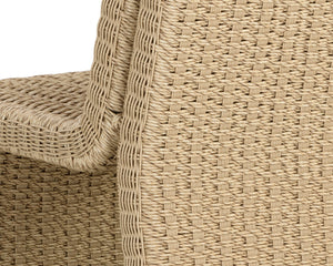 Sunpan Edessa Dining Chair - Modern Armless Design with Twisted Wicker and Aluminum Frame for Stylish Dining Natural