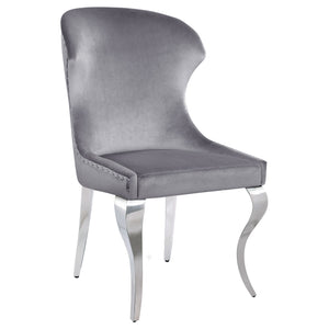 English Elm Daphne Velvet Wingback Dining Chairs with Nailhead Trim and Cabriole Legs Set of 2 B062S01463