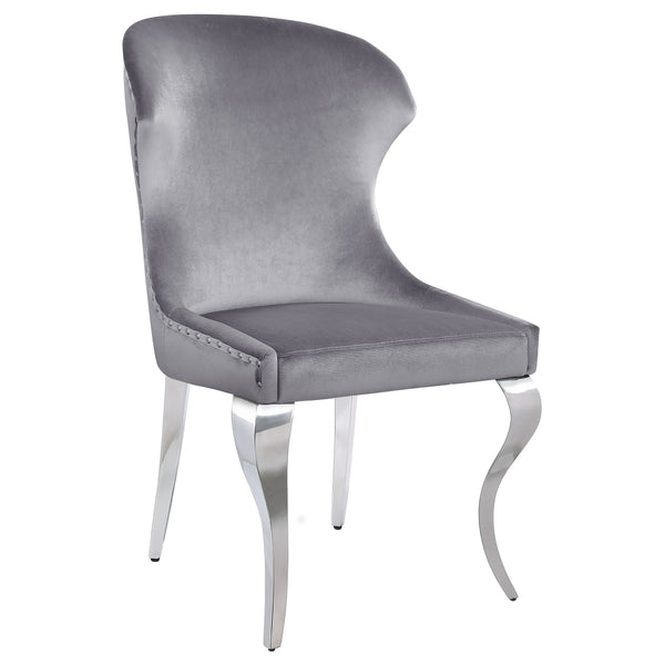 English Elm Daphne Velvet Wingback Dining Chairs with Nailhead Trim and Cabriole Legs Set of 2 B062S01463
