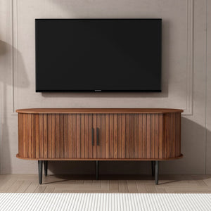 English Elm Tv Stand, 47" Mid-Century Modern Console With Sliding Door & Ample Storage For Home & Office Use W2641P329199-GIGA