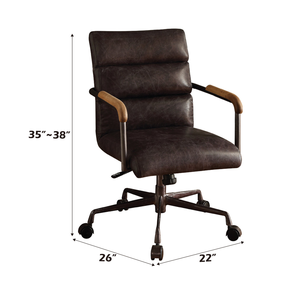 English Elm Harith Top Grain Slate Leather Executive Office Chair — High-Back, Ergonomic Lumbar Support, Swivel B2726P255310