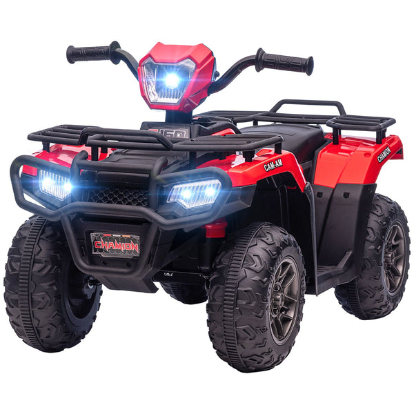 English Elm Aosom 12v Kids Battery Powered Atv Quad with Led Lights Music Usb Treaded Tires W2225P249796