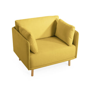 English Elm 39" Scandinavian Accent Chair Plush Upholstered Cushions Solid Wood Legs Modern Lounge N767P208311Y