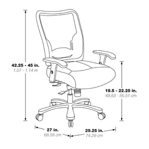 OSP Home Furnishings Big Tall Ergonomic Office Chair Breathable Mesh Back Bonded Leather Seat 400 Lb 75-47A773