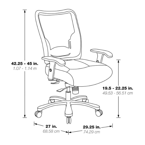 OSP Home Furnishings Big Tall Ergonomic Office Chair Breathable Mesh Back Bonded Leather Seat 400 Lb 75-47A773