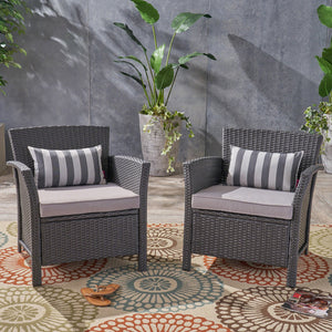 English Elm Christopher Knight Home® - ST LUCIA CHAIR Stylish PE Rattan Patio Seat with Iron Frame, Waterproof Fabric, Compact 28.25x25.5x17 Grey 54676.00GRY