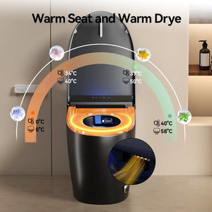 English Elm Unique Intelligent One Piece Toilet with Bidet Warm Air Dryer and Auto Sensor Seat Black W3133P476381