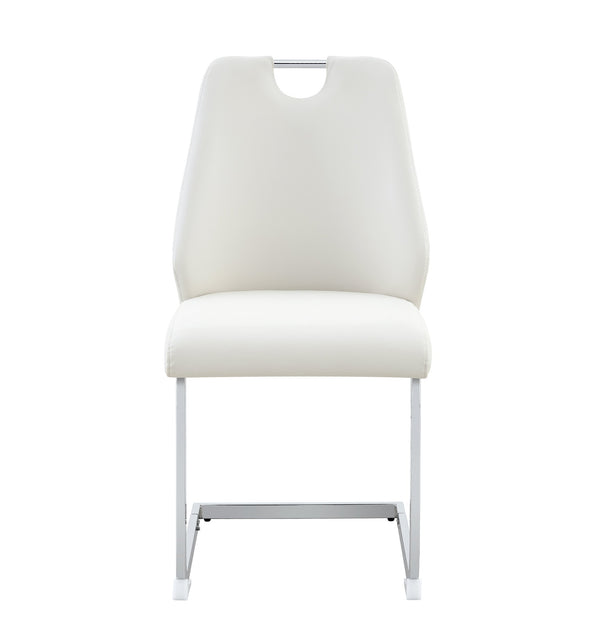 English Elm Dining Chairs Set Of 4 - Modern High-Back White Faux Leather With Gold Mesh And Chrome Accents W3493P356224