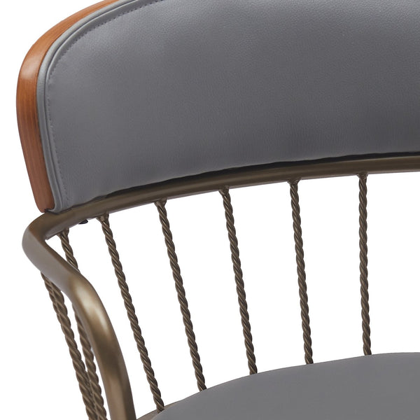 English Elm Willow Swivel Counter Stool Walnut Base Faux Leather Seat Mid-century Kitchen Bar B2736P464838