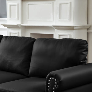 English Elm 59.5" Modern Classic Loveseat Sofa with Storage, Solid Wood Frame, Coil Springs & Removable Covers Black W1097S00175