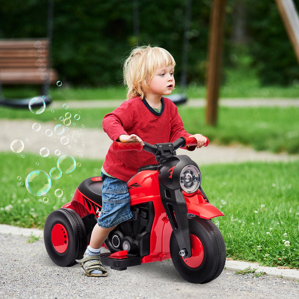 English Elm Qaba 6v Toddler Electric Motorbike with Bubble Machine Led Light and Music Red W2225P249813