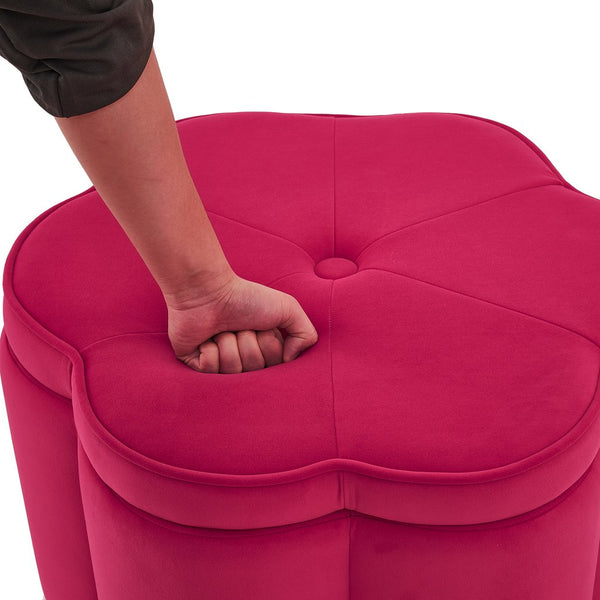 English Elm Set of 2 Flower Petal Velvet Storage Ottomans Sculptural Nesting Seating for Living Room Rose Pink W2186P440355