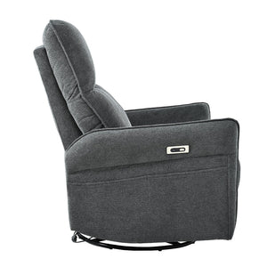 English Elm 270° 270° Power Swivel Recliner Chair with USB Ports, 30° Rocking, 95–150° Recline for Small Spaces Dark Gray W1028S00050