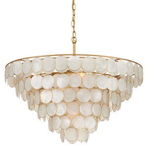 Bon Vivant Semi-Flush Mount Light Fixture - Ethereal Capiz Shell Design with Elegant Gold Finish