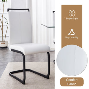 English Elm Table And Chair Set - Modern Grey Marble Mdf Dining Table With Metal Frame & 4 White Pu Chairs W1151S02685-GIGA