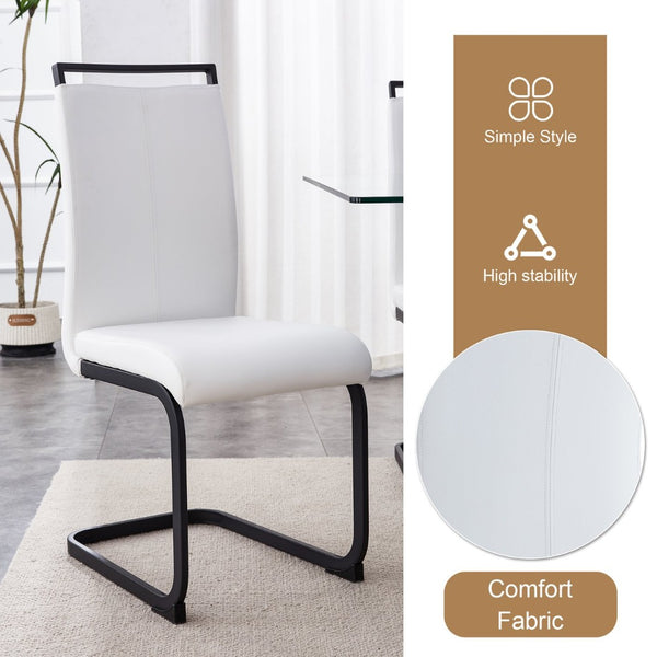 English Elm Table And Chair Set - Modern Grey Marble Mdf Dining Table With Metal Frame & 4 White Pu Chairs W1151S02685-GIGA