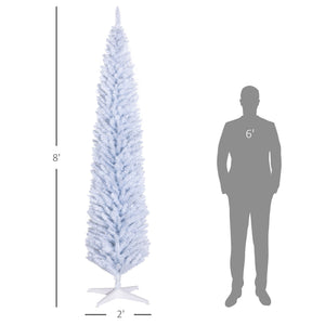 English Elm Homcom 8' Slim Pencil Christmas Tree - Realistic 618 Branch Tips, Space-Saving Design For Any Room W2225P249666