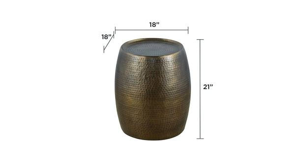 English Elm ET501 Hand-Hammered End Table 21" H Antique Gold Drum Accent Table No Assembly Modern Luxe B009P298418