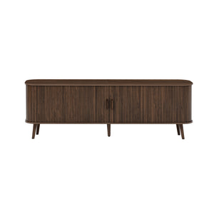 English Elm 70-inch Media Console with Sliding Groove Doors Solid Pine Legs and Cable Management N710P427897P