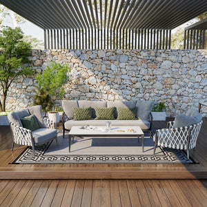 English Elm Outsunny Reversible Outdoor Rug 9'x12' Waterproof Plastic Straw Mat for Patio RV Beach Deck Picnic W2225P200442