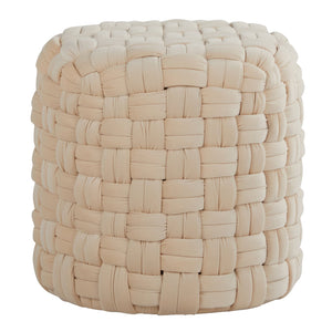 English Elm Braided Round 16" Ottoman In Cream Velvet - Stylish, Versatile Seating & Footrest For Your Home Decor B202P223700