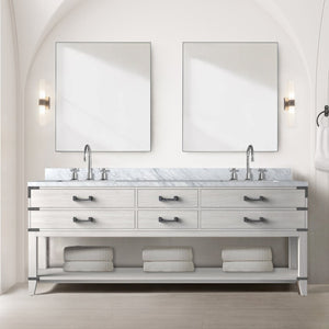 English Elm White Oak Double Bath Vanity - Elegant 84-Inch Design With Ample Storage & Easy Installation B2731P260393-GIGA