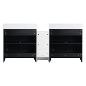 English Elm 72 Inch Freestanding Bathroom Vanity Set With Resin Sink, Storage Cabinets & Soft-Close Doors W999S00300