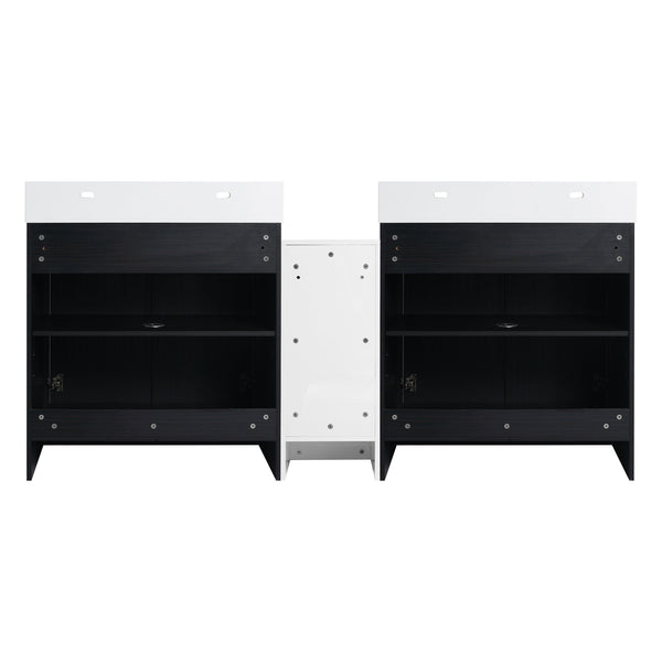 English Elm 72 Inch Freestanding Bathroom Vanity Set With Resin Sink, Storage Cabinets & Soft-Close Doors W999S00300
