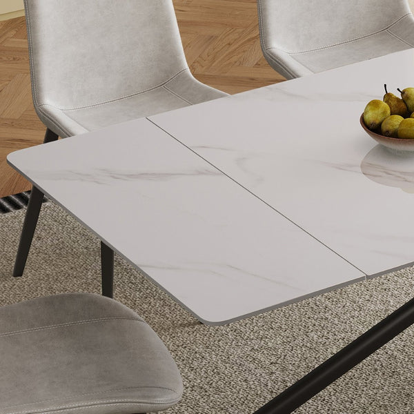 English Elm Retractable Sintered Stone Dining Table Set With Chairs – Modern Design, Durable, Space-Saving Elegance W509S00126-GIGA