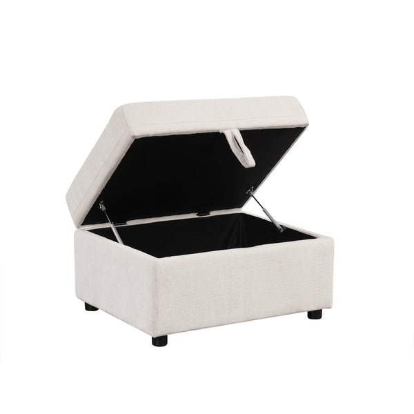 English Elm 26.6" Chenille Lift Top Storage Ottoman Wide Seat Footrest for Living Room or Bedroom Beige N719P264008A