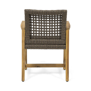 English Elm Christopher Knight Home® - HAMPTON Acacia Wood Dining Chair Pair with Handwoven Wicker Seats and Durable Velvet Finish Brown 60400.00MCA