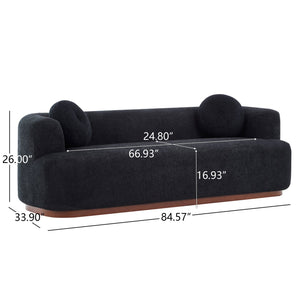 English Elm Compressed Three Seat Sofa with Rubberwood Base Polyester Upholstered Living Room Couch N771P392415H_N771P392416H