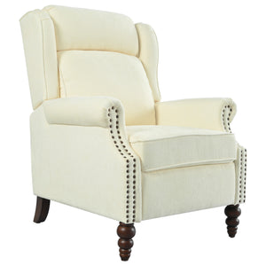 English Elm Christopher Knight Home® - 29.75" Push Back Recliner Chair with Wingback Design, Gourd Wooden Legs, Polyester Upholstery, Cozy Comfort Beige N763P201072A