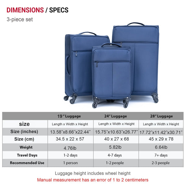English Elm Oxford Cloth Softside Spinner Suitcase Waterproof Fabric Shell with Ergonomic Handle W2710P242519