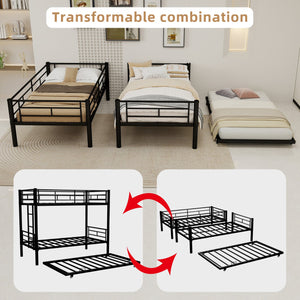 English Elm Heavy-duty Metal Twin over Twin Bunk Bed Black – Rust-Resistant Steel, Safety Rail, Non-Slip Ladder W1935P294225