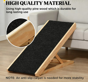 English Elm Pet Ramp Solid Pine Adjustable Folding Dog with Anti-slip Surface for Beds T3971P434416