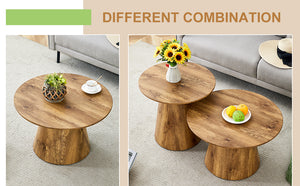 English Elm Natural Wood Grain Mdf Round Coffee Table for Small Living Rooms and Cozy Spaces W2920P375102