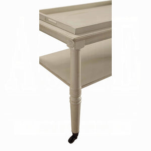 English Elm Antique 5-Shelf Kitchen Island Bar Cart with Sturdy Metal Legs, Thick Top, Rustic-Modern Sandy Grey Finish White B062P209302