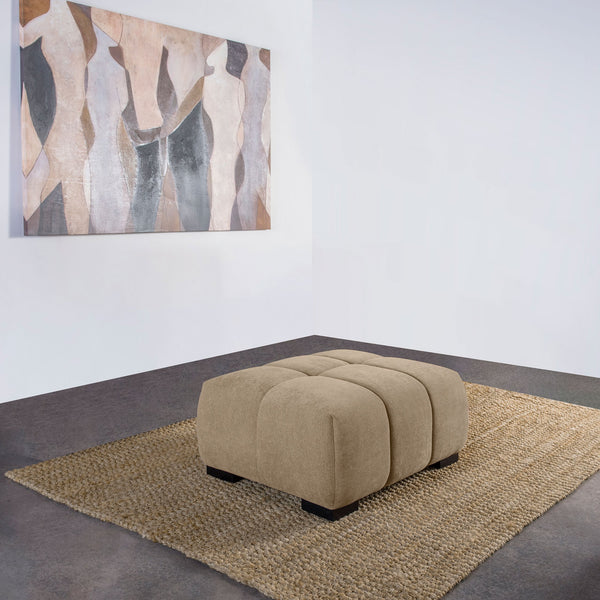 English Elm Plather Grid Tufted Upholstered Ottoman with Waterfall Cushioning for Living Rooms Camel B062P447954
