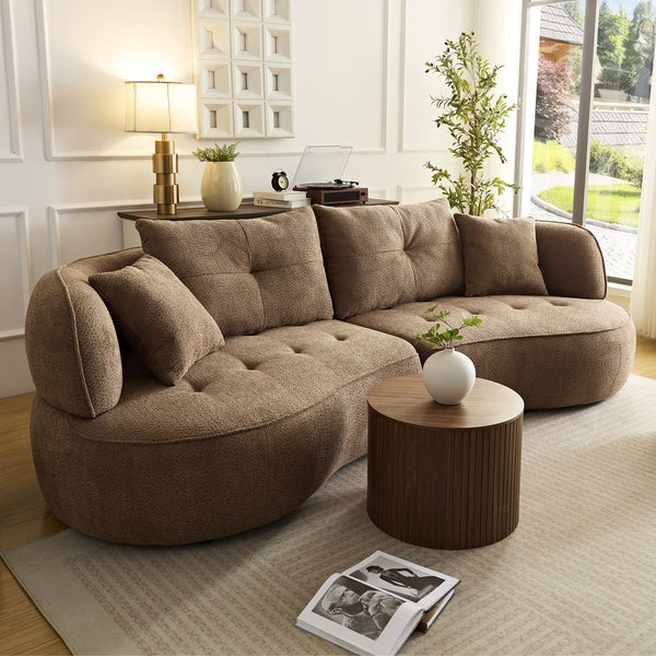 English Elm Wks7c Curved Modular Sofa Solid Wood Frame Fabric Upholstery Seats 4 Living Room Camel W2085S00075