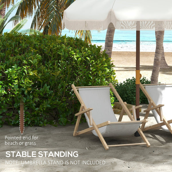English Elm Outsunny Portable Beach Umbrella Uv 40 Plus Vented Canopy Fringed Resort Style Shade W2225P174259
