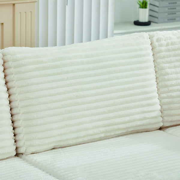 English Elm Corduroy Plush U-Shaped Sectional Sofa with Storage Ottoman, Pet-Friendly Durable Modular Comfort Beige W2915S00062