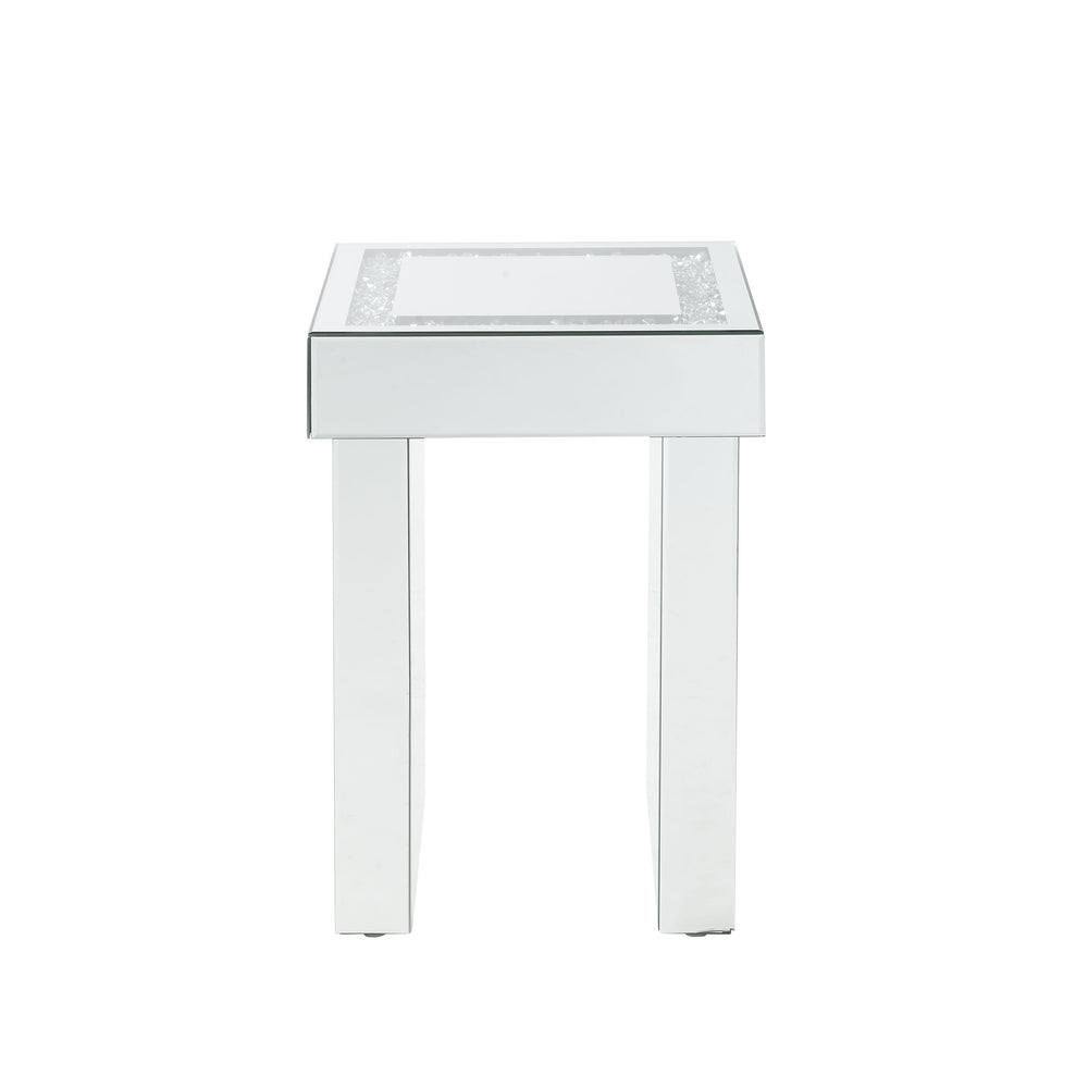 English Elm Noralie Acrylic Diamond Mirrored End Table Glam Accent for Bedroom Decor B2726P455663