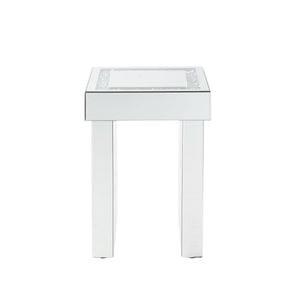 English Elm Noralie Acrylic Diamond Mirrored End Table Glam Accent for Bedroom Decor B2726P455663