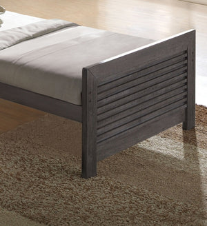 English Elm Transitional Twin Bed Solid Hardwood Slatted Panel Headboard Charcoal Finish Bedroom B2741S00760