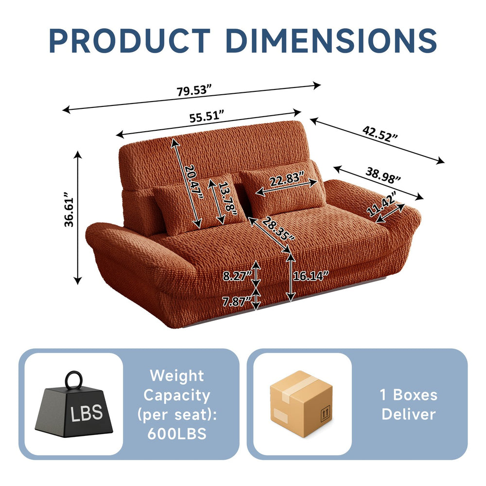 English Elm Cloud Corduroy Loveseat Boxed 2 Seater Sofa with Plush Foam Fill for Apartments Orange W1765P448536