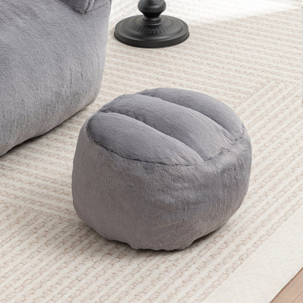 English Elm Bean Bag Chair - Luxurious Faux Fur Sofa With Footstool For Cozy Comfort In Living Room & Bedroom W2200P326904